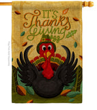 It's Thanks Turkey - Thanksgiving Fall Vertical Impressions Decorative Flags HG120014 Made In USA