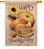 Happy Thanksgiving Feast - Thanksgiving Fall Vertical Impressions Decorative Flags HG137076 Made In USA