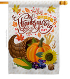Thanksgiving Cornucopia - Thanksgiving Fall Vertical Impressions Decorative Flags HG137266 Made In USA