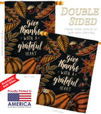 Grateful Heart - Thanksgiving Fall Vertical Impressions Decorative Flags HG137284 Made In USA