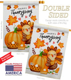 Happy Cute Turkey - Thanksgiving Fall Vertical Impressions Decorative Flags HG137629 Made In USA