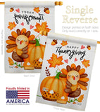 Happy Cute Turkey - Thanksgiving Fall Vertical Impressions Decorative Flags HG137629 Made In USA