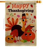 Give Thanks Turkey - Thanksgiving Fall Vertical Impressions Decorative Flags HG190006 Made In USA