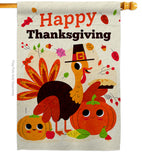 Give Thanks Turkey - Thanksgiving Fall Vertical Impressions Decorative Flags HG190006 Made In USA