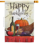 Happy Thanksgiving Feast - Thanksgiving Fall Vertical Impressions Decorative Flags HG192045 Made In USA