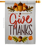 Give Thanks - Thanksgiving Fall Vertical Impressions Decorative Flags HG192137 Made In USA