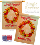 Thanksgiving Day Wreath - Thanksgiving Fall Vertical Impressions Decorative Flags HG192138 Made In USA