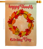 Thanksgiving Day Wreath - Thanksgiving Fall Vertical Impressions Decorative Flags HG192138 Made In USA