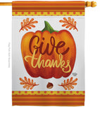 Pumpkin Give Thanks - Thanksgiving Fall Vertical Impressions Decorative Flags HG192139 Made In USA