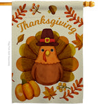 Pilgrim Turkey - Thanksgiving Fall Vertical Impressions Decorative Flags HG192283 Made In USA