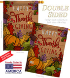 Happy Thanks Giving - Thanksgiving Fall Vertical Impressions Decorative Flags HG192294 Made In USA