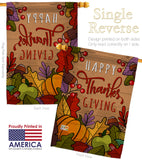 Happy Thanks Giving - Thanksgiving Fall Vertical Impressions Decorative Flags HG192294 Made In USA