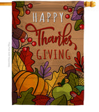 Happy Thanks Giving - Thanksgiving Fall Vertical Impressions Decorative Flags HG192294 Made In USA