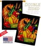 Grateful Cornucopia - Thanksgiving Fall Vertical Impressions Decorative Flags HG192655 Made In USA