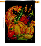 Grateful Cornucopia - Thanksgiving Fall Vertical Impressions Decorative Flags HG192655 Made In USA