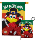 Eat More Ham - Thanksgiving Fall Vertical Impressions Decorative Flags HG113034 Made In USA