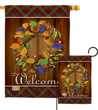 Fall Wreath - Thanksgiving Fall Vertical Impressions Decorative Flags HG113036 Imported