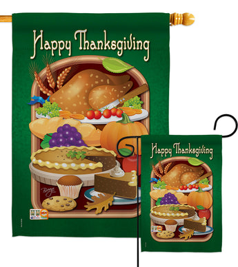 Thanksgiving Feast - Thanksgiving Fall Vertical Impressions Decorative Flags HG113039 Made In USA