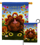 Gobble - Thanksgiving Fall Vertical Impressions Decorative Flags HG113051 Made In USA