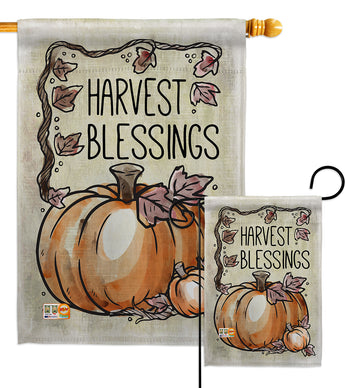 Harvest Blessings - Thanksgiving Fall Vertical Impressions Decorative Flags HG113053 Made In USA