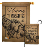 Happy Cornucopia - Thanksgiving Fall Vertical Impressions Decorative Flags HG113054 Made In USA