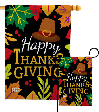 Happy Thanksgiving Leaves - Thanksgiving Fall Vertical Impressions Decorative Flags HG113062 Made In USA