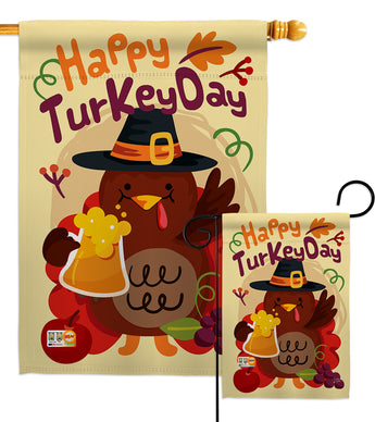 Happy Turkey Day - Thanksgiving Fall Vertical Impressions Decorative Flags HG113065 Made In USA