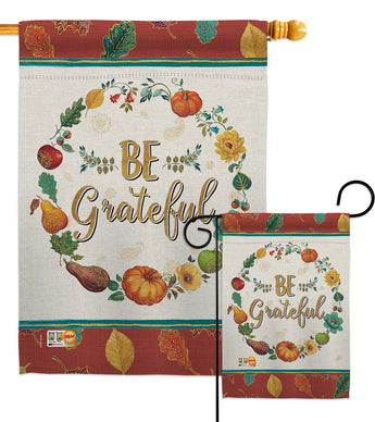 Be Grateful - Thanksgiving Fall Vertical Impressions Decorative Flags HG113071 Made In USA