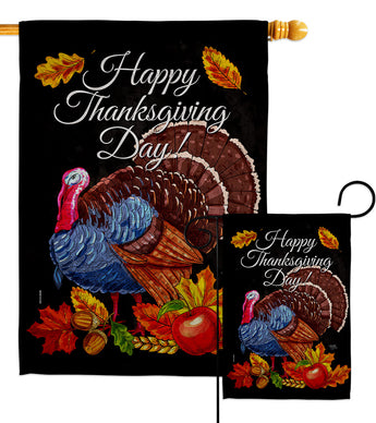 Thanksgiving Turkey - Thanksgiving Fall Vertical Impressions Decorative Flags HG113103 Made In USA