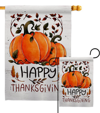 Thanksful Blessed - Thanksgiving Fall Vertical Impressions Decorative Flags HG113106 Made In USA