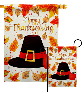 Capotain Thanksgiving - Thanksgiving Fall Vertical Impressions Decorative Flags HG113109 Made In USA