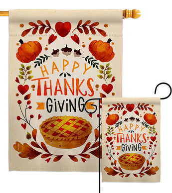 Thankful Giving - Thanksgiving Fall Vertical Impressions Decorative Flags HG113110 Made In USA