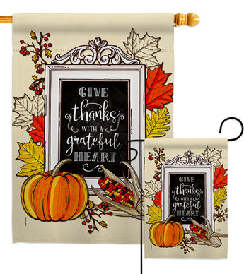 Grateful Heart - Thanksgiving Fall Vertical Impressions Decorative Flags HG113113 Made In USA