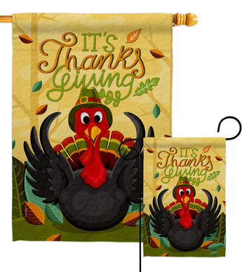 It's Thanks Turkey - Thanksgiving Fall Vertical Impressions Decorative Flags HG120014 Made In USA