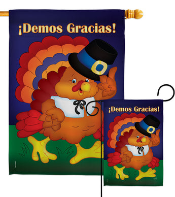 ¡Demos Gracias! - Thanksgiving Fall Vertical Impressions Decorative Flags HG120027 Made In USA