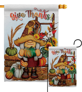 Give Thanks - Thanksgiving Fall Vertical Impressions Decorative Flags HG130417 Made In USA