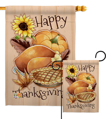 Happy Thanksgiving Feast - Thanksgiving Fall Vertical Impressions Decorative Flags HG137076 Made In USA