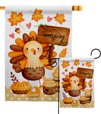 Sweet Turkey - Thanksgiving Fall Vertical Impressions Decorative Flags HG137630 Made In USA