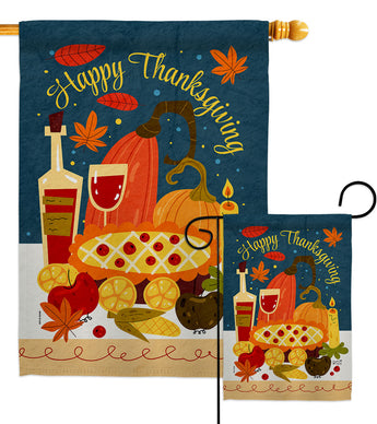 Thanks Feast - Thanksgiving Fall Vertical Impressions Decorative Flags HG137642 Made In USA