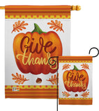 Pumpkin Give Thanks - Thanksgiving Fall Vertical Impressions Decorative Flags HG192139 Made In USA