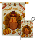 Pilgrim Turkey - Thanksgiving Fall Vertical Impressions Decorative Flags HG192283 Made In USA