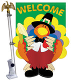 Welcome Turkey - Thanksgiving Fall Vertical Applique Decorative Flags HG113027 Imported