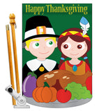 Thanksgiving - Thanksgiving Fall Vertical Applique Decorative Flags HG113033 Imported