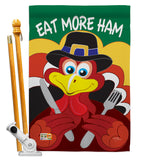 Eat More Ham - Thanksgiving Fall Vertical Impressions Decorative Flags HG113034 Made In USA