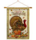 Thanksgiving Turkey - Thanksgiving Fall Vertical Impressions Decorative Flags HG113049 Made In USA