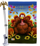 Gobble - Thanksgiving Fall Vertical Impressions Decorative Flags HG113051 Made In USA