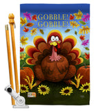 Gobble - Thanksgiving Fall Vertical Impressions Decorative Flags HG113051 Made In USA