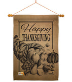 Happy Cornucopia - Thanksgiving Fall Vertical Impressions Decorative Flags HG113054 Made In USA