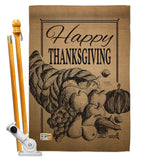 Happy Cornucopia - Thanksgiving Fall Vertical Impressions Decorative Flags HG113054 Made In USA