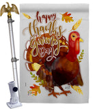 Happy Thanksgiving Turkey - Thanksgiving Fall Vertical Impressions Decorative Flags HG137075 Made In USA